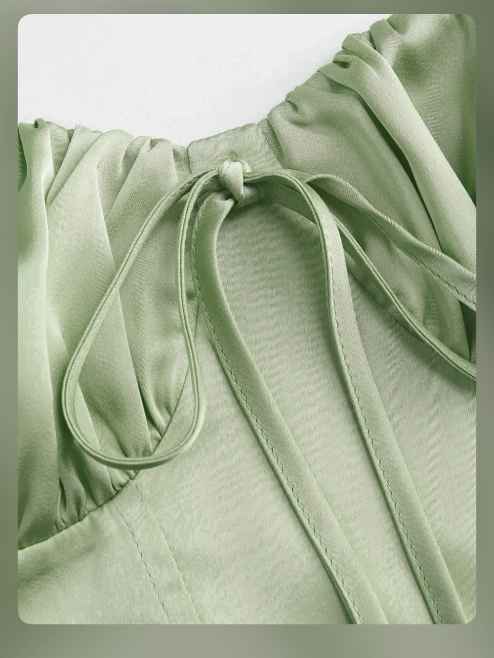 SATIN KNOTTED PUFF SLEEVE SPLIT MIDI DRESS - Picture 6 of 12